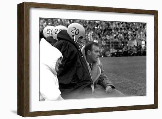 Players and their Coach, Murray Warmath, Minnesota-Iowa Game, Minneapolis, November 1960-Francis Miller-Framed Photographic Print