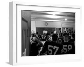 Players and their Coach, Murray Warmath, Minnesota-Iowa Game, Minneapolis, November 1960-Francis Miller-Framed Photographic Print