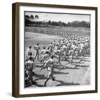 Players Running During the Dodgers Spring Training-George Silk-Framed Photographic Print