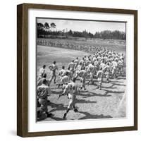 Players Running During the Dodgers Spring Training-George Silk-Framed Photographic Print