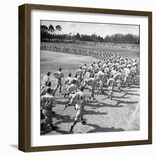 Players Running During the Dodgers Spring Training-George Silk-Framed Photographic Print