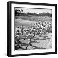 Players Running During the Dodgers Spring Training-George Silk-Framed Photographic Print