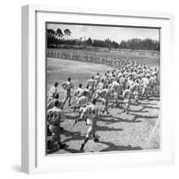 Players Running During the Dodgers Spring Training-George Silk-Framed Photographic Print