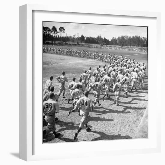 Players Running During the Dodgers Spring Training-George Silk-Framed Photographic Print