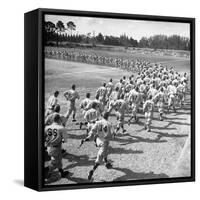 Players Running During the Dodgers Spring Training-George Silk-Framed Stretched Canvas