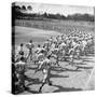 Players Running During the Dodgers Spring Training-George Silk-Stretched Canvas