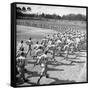 Players Running During the Dodgers Spring Training-George Silk-Framed Stretched Canvas