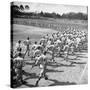 Players Running During the Dodgers Spring Training-George Silk-Stretched Canvas