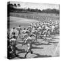 Players Running During the Dodgers Spring Training-George Silk-Stretched Canvas