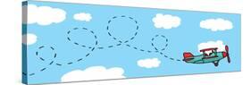 Playful Cartoon Airplane Flying-Curvabezier-Stretched Canvas