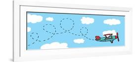 Playful Cartoon Airplane Flying-Curvabezier-Framed Premium Giclee Print