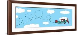 Playful Cartoon Airplane Flying-Curvabezier-Framed Premium Giclee Print