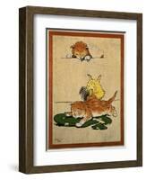 Playful English Illustration of Cats and Duck by Cecil Aldin, Ca. 1910.-Cecil Aldin-Framed Art Print