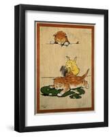 Playful English Illustration of Cats and Duck by Cecil Aldin, Ca. 1910.-Cecil Aldin-Framed Art Print