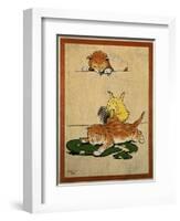 Playful English Illustration of Cats and Duck by Cecil Aldin, Ca. 1910.-Cecil Aldin-Framed Art Print