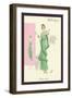 Playful Green Evening Gown-null-Framed Art Print