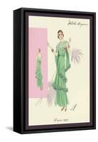 Playful Green Evening Gown-null-Framed Stretched Canvas