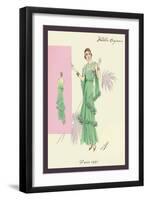 Playful Green Evening Gown-null-Framed Art Print