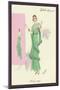 Playful Green Evening Gown-null-Mounted Art Print