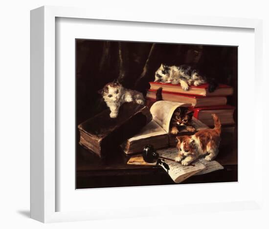 Playful Kittens-Alfred Brunel De Neuville-Framed Art Print