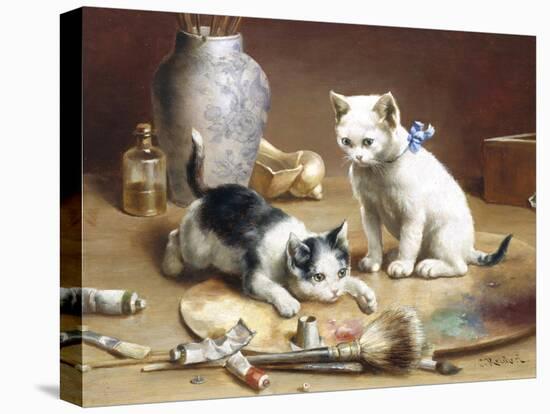 Playful Kittens-Carl Reichert-Stretched Canvas