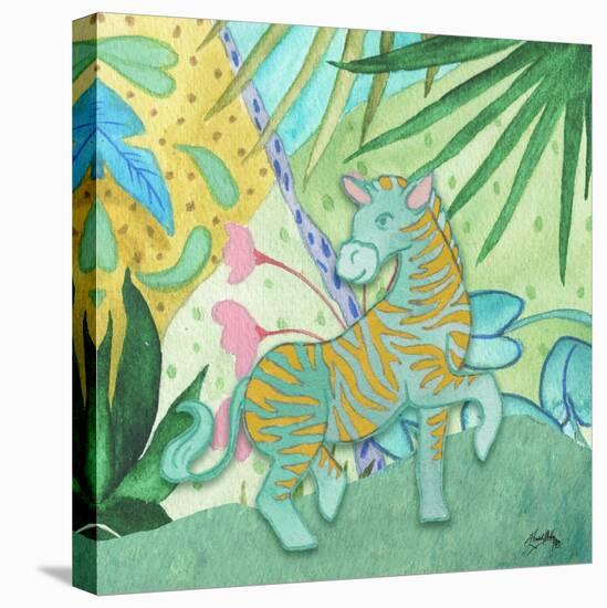 Playful Zebra-Elizabeth Medley-Stretched Canvas