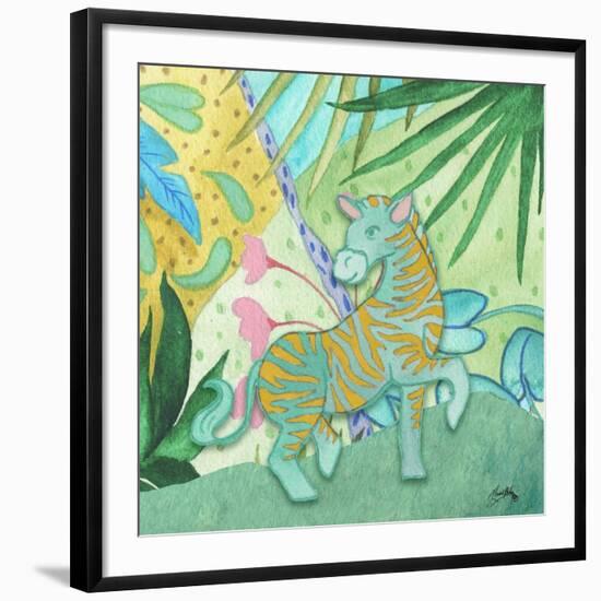 Playful Zebra-Elizabeth Medley-Framed Art Print