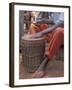 Playing a Congolese Drum in a Congolese Refugee Camp, Tanzania-Kristin Mosher-Framed Photographic Print