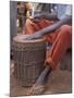 Playing a Congolese Drum in a Congolese Refugee Camp, Tanzania-Kristin Mosher-Mounted Photographic Print