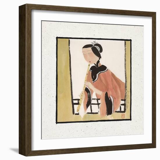 Playing a Flute-Hu Yongkai-Framed Giclee Print