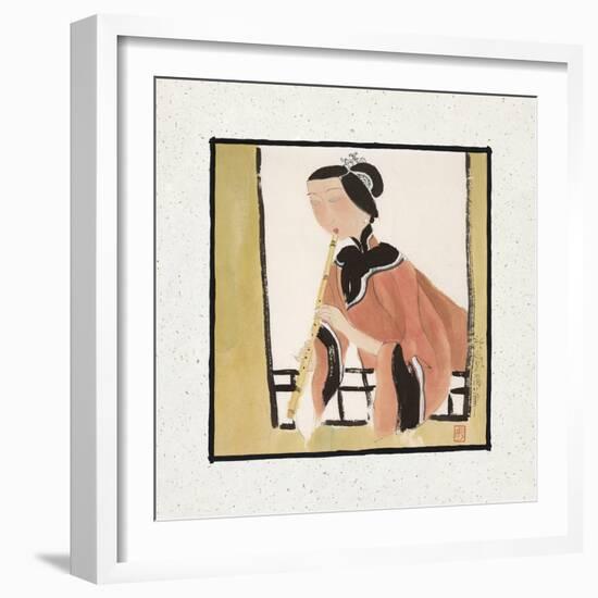 Playing a Flute-Hu Yongkai-Framed Giclee Print