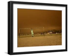 Playing a Friendly Soccer Match in a Park During a Sandstorm in Kabul, Afghanistan-null-Framed Photographic Print