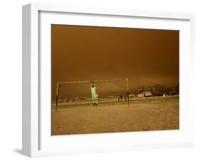 Playing a Friendly Soccer Match in a Park During a Sandstorm in Kabul, Afghanistan-null-Framed Photographic Print