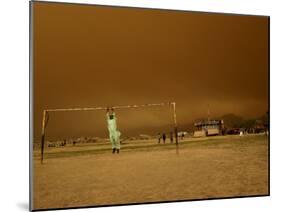 Playing a Friendly Soccer Match in a Park During a Sandstorm in Kabul, Afghanistan-null-Mounted Photographic Print
