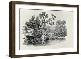 Playing a Salmon from 'History of British Birds and Quadrupeds' (Engraving)-Thomas Bewick-Framed Giclee Print