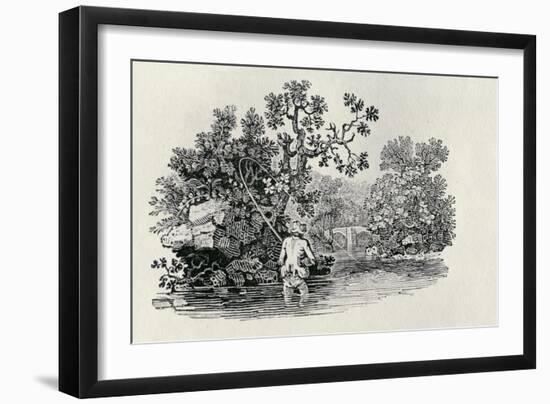 Playing a Salmon from 'History of British Birds and Quadrupeds' (Engraving)-Thomas Bewick-Framed Giclee Print