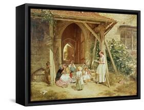 Playing at Schools, 1857-Charles James Lewis-Framed Stretched Canvas