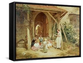 Playing at Schools, 1857-Charles James Lewis-Framed Stretched Canvas