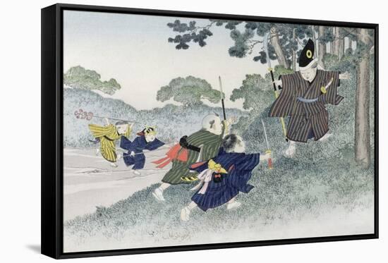 Playing at Warriors from the Series 'Children's Games', 1888-Kobayashi Eitaku-Framed Stretched Canvas