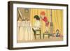 Playing Barber Shop-null-Framed Art Print