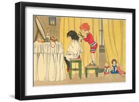 Playing Barber Shop-null-Framed Art Print