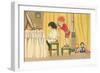 Playing Barber Shop-null-Framed Art Print