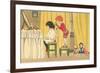 Playing Barber Shop-null-Framed Premium Giclee Print