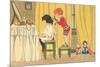 Playing Barber Shop-null-Mounted Premium Giclee Print