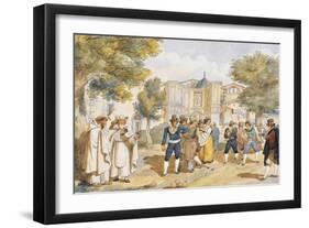 Playing Bocce at Santa Maria Degli Angeli in Rome, Achille Pinelli (1809-1841), Italy, 19th Century-null-Framed Premium Giclee Print