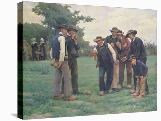 Playing Boules on the Outskirts of Concarneau-Theophile Louis Deyrolle-Stretched Canvas