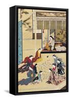 Playing Cards in a Home for Women-Hishikawa Moronobu-Framed Stretched Canvas