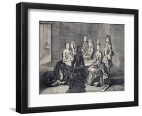 Playing Cards in Apartments of Louis XIV with Maria Anna of Bourbon-Conti-null-Framed Premium Giclee Print