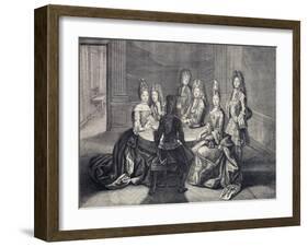 Playing Cards in Apartments of Louis XIV with Maria Anna of Bourbon-Conti-null-Framed Giclee Print