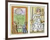 Playing Cards of Moon (Left) and Justice (Right) From the Court of Charles VI, France, Circa 1400-null-Framed Giclee Print